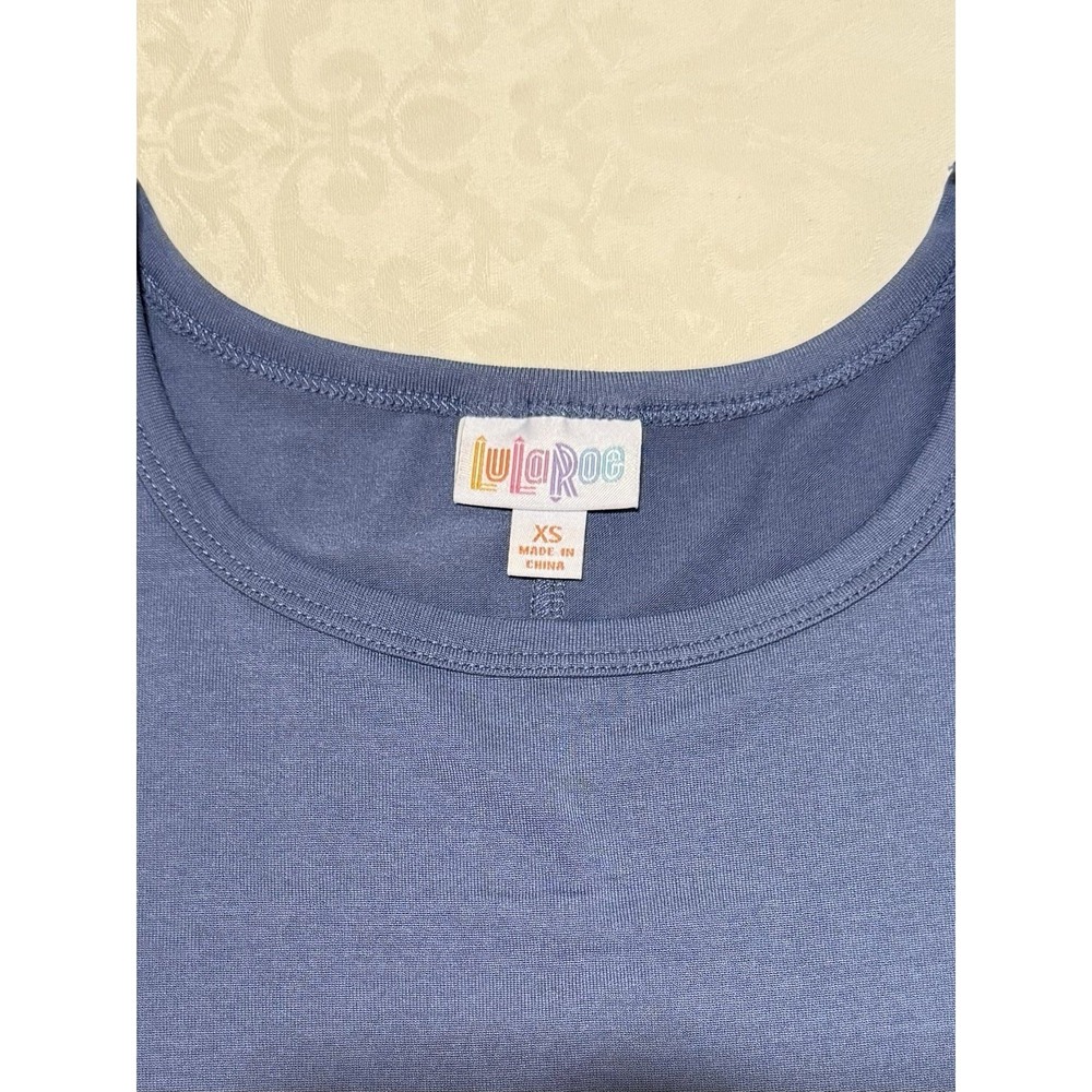 LuLaRoe Carly Dress Womens XS Blue Short Sleeve High Low Pocket Summer Boho - Picture 9 of 10